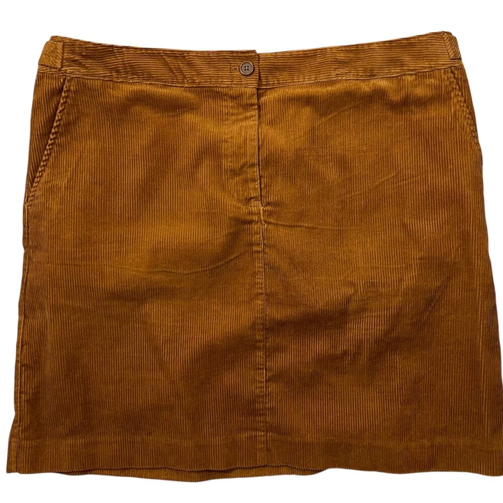 Talbots Corduroy A Line Skirt Size 18 Camel Brown Knee Length Preppy Pocket - Picture 3 of 10